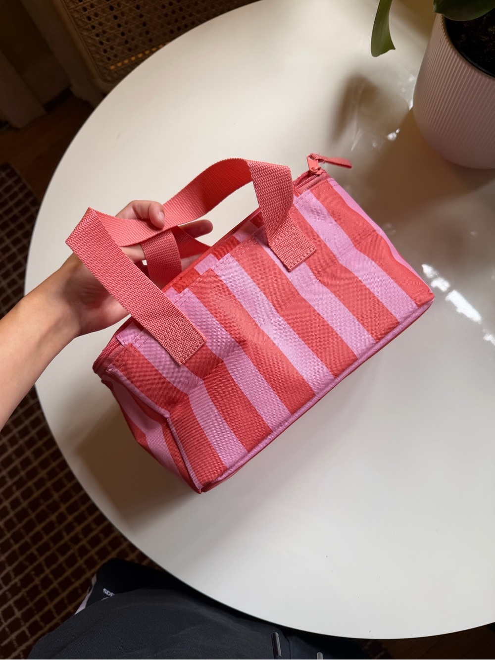 Pink and Coral Striped Trader Joe’s Mini Cooler Bag - Picture 3 of 5